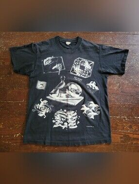 Vintage 1992 M.C Escher AOP Art T Shirt Andazia Single Stitch Size Large